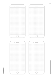 4 blank iphone screens with dot grid inside