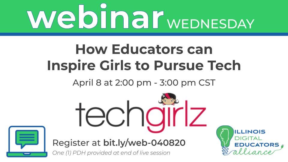Webinar Wednesday banner reading how educators can inspire to pursue tech