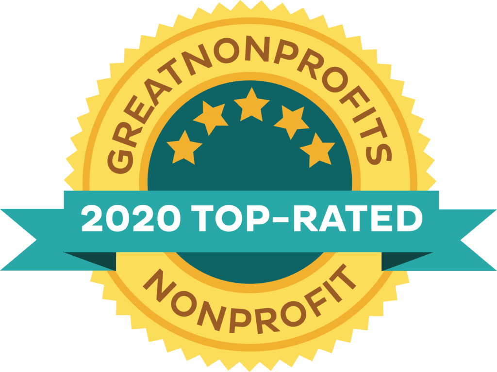 Badge reading Greatnonprofits 2020 top rated nonprofit